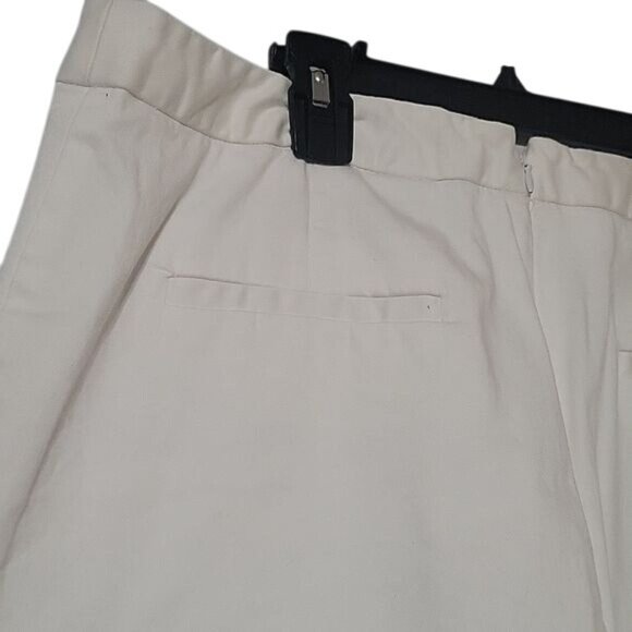 White Knee-Length Pencil Skirt With Elastic Waist & Back Pockets For Women - Picture 4 of 4